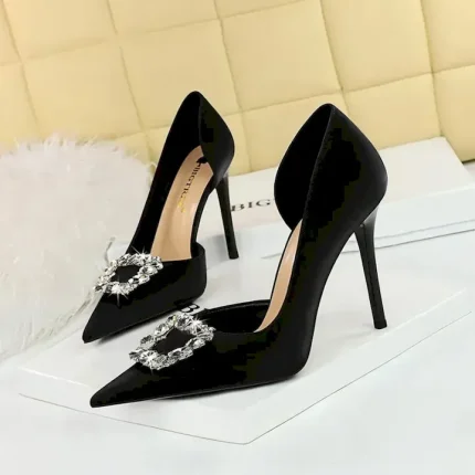 Fine-root low high-heeled shoes pointed high-heeled shoes