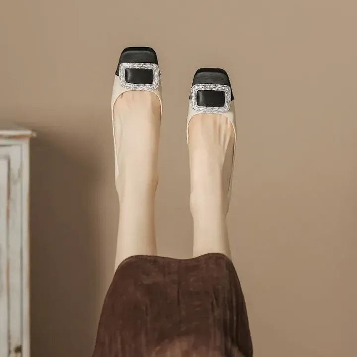 CF00786_0.webp Thick high-heeled shoes big rhinestone buckle shoes for women - Image 1