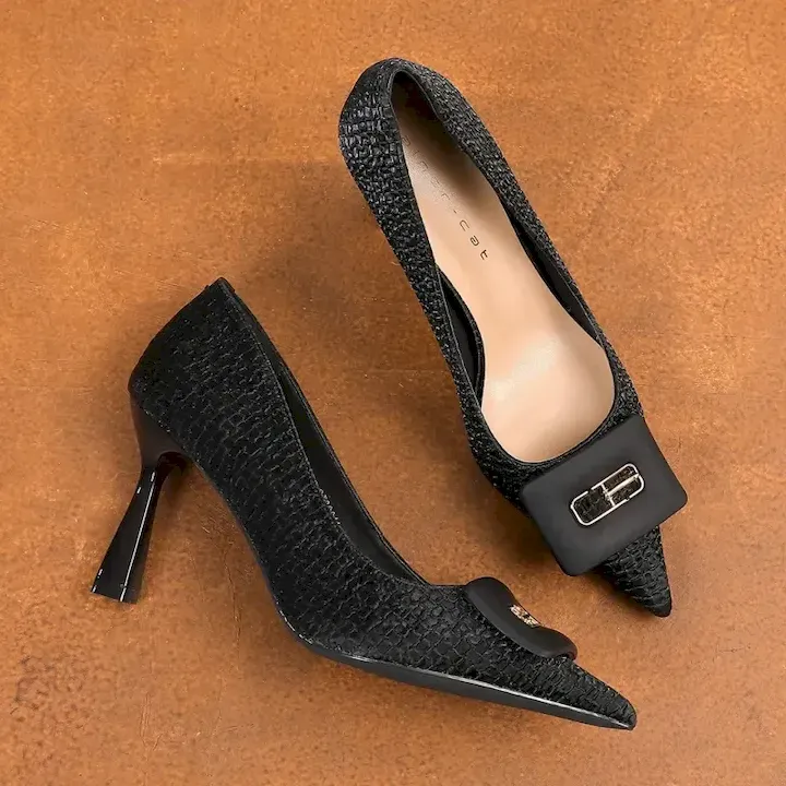 CF38022_0.webp Side buckle high-heeled shoes low shoes for women - Image 1