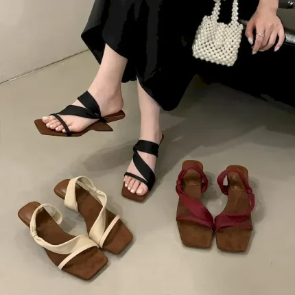 Slipsole niche high-heeled shoes simple sandals for women