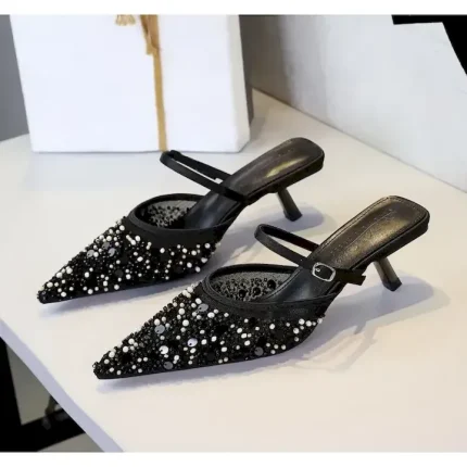 Temperament pointed sequins hollow shoes for women